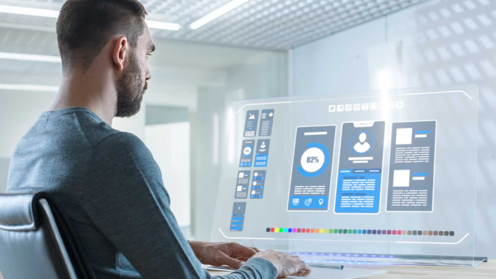 Man using a digital interface.