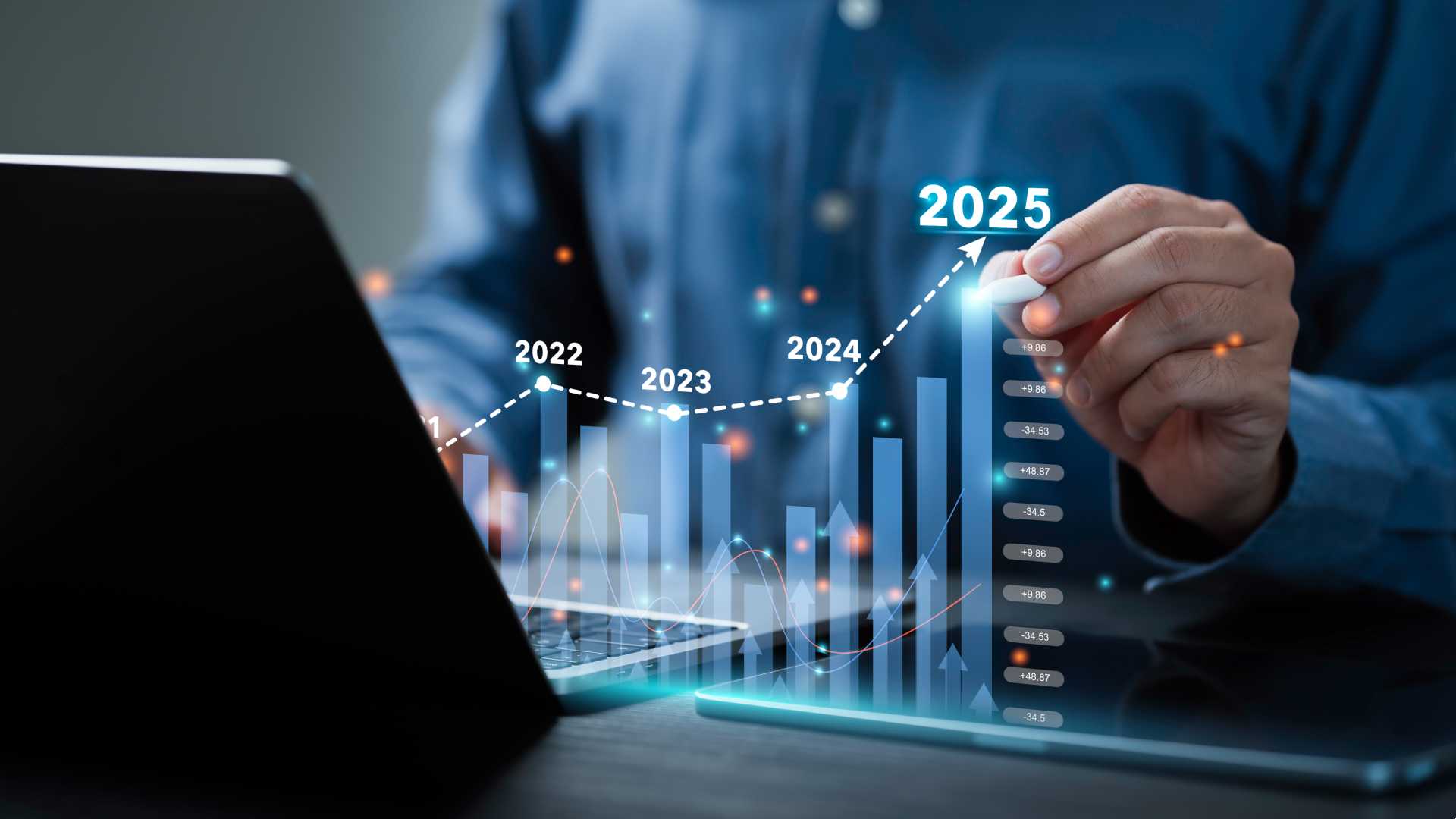 Person looking at year to year metrics.