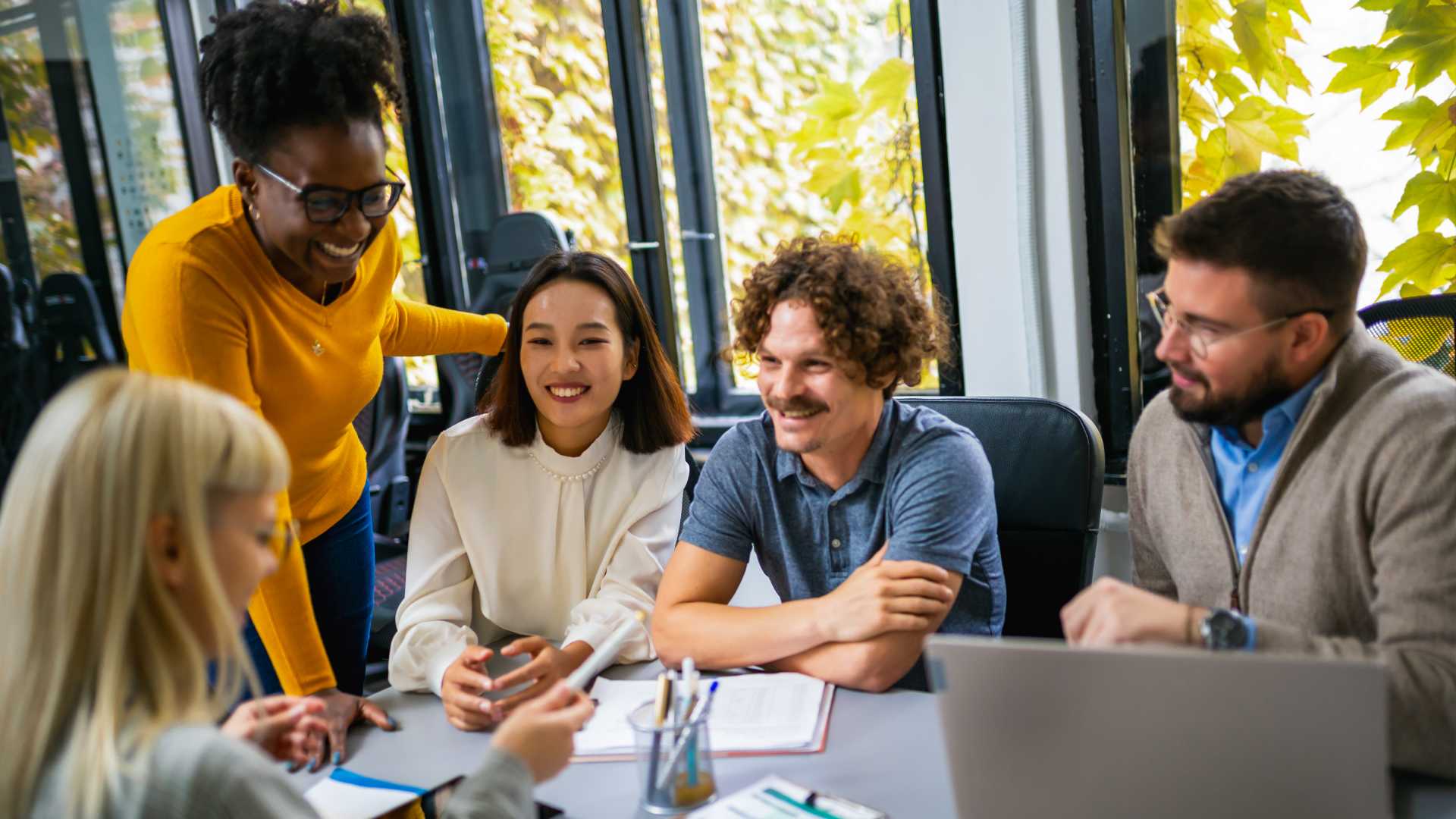 People working together on a project.