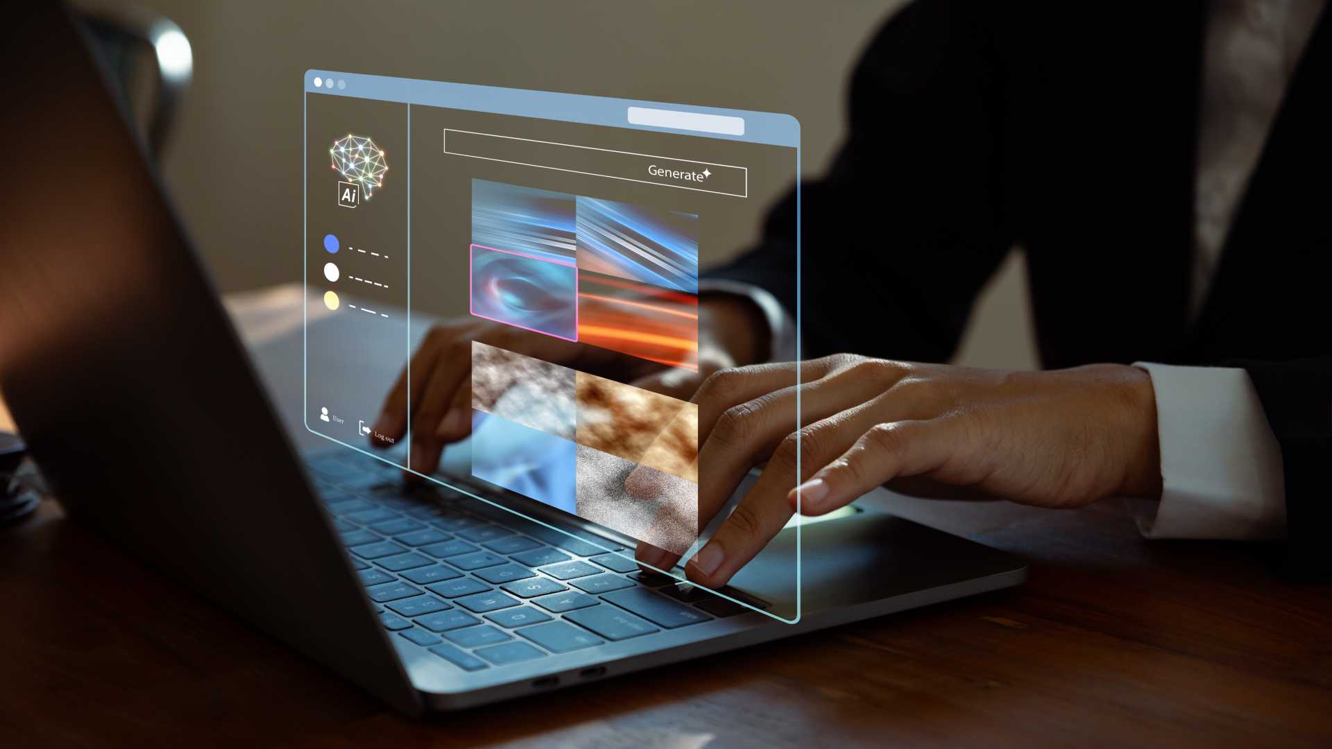 A person using AI chat bot on a computer,