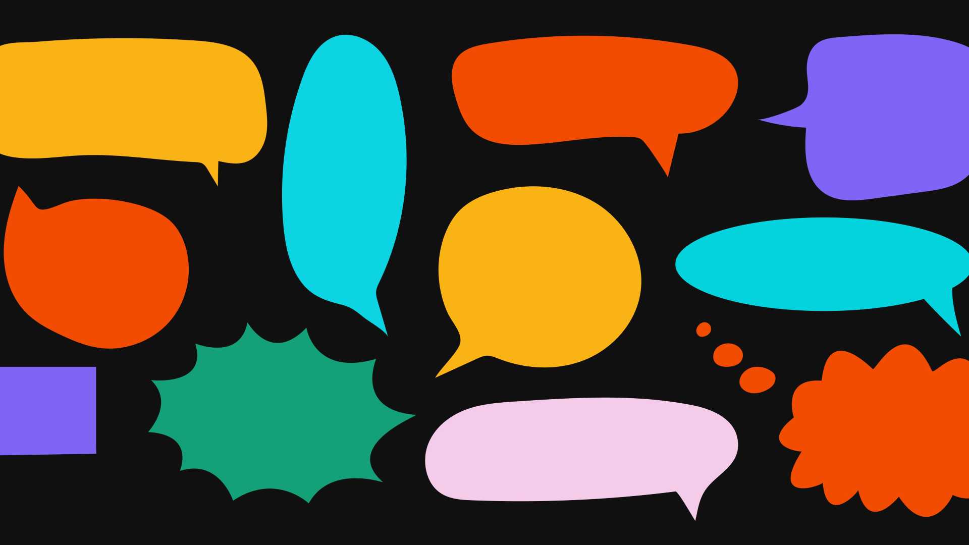 illustration of multicolored cartoon speech bubbles