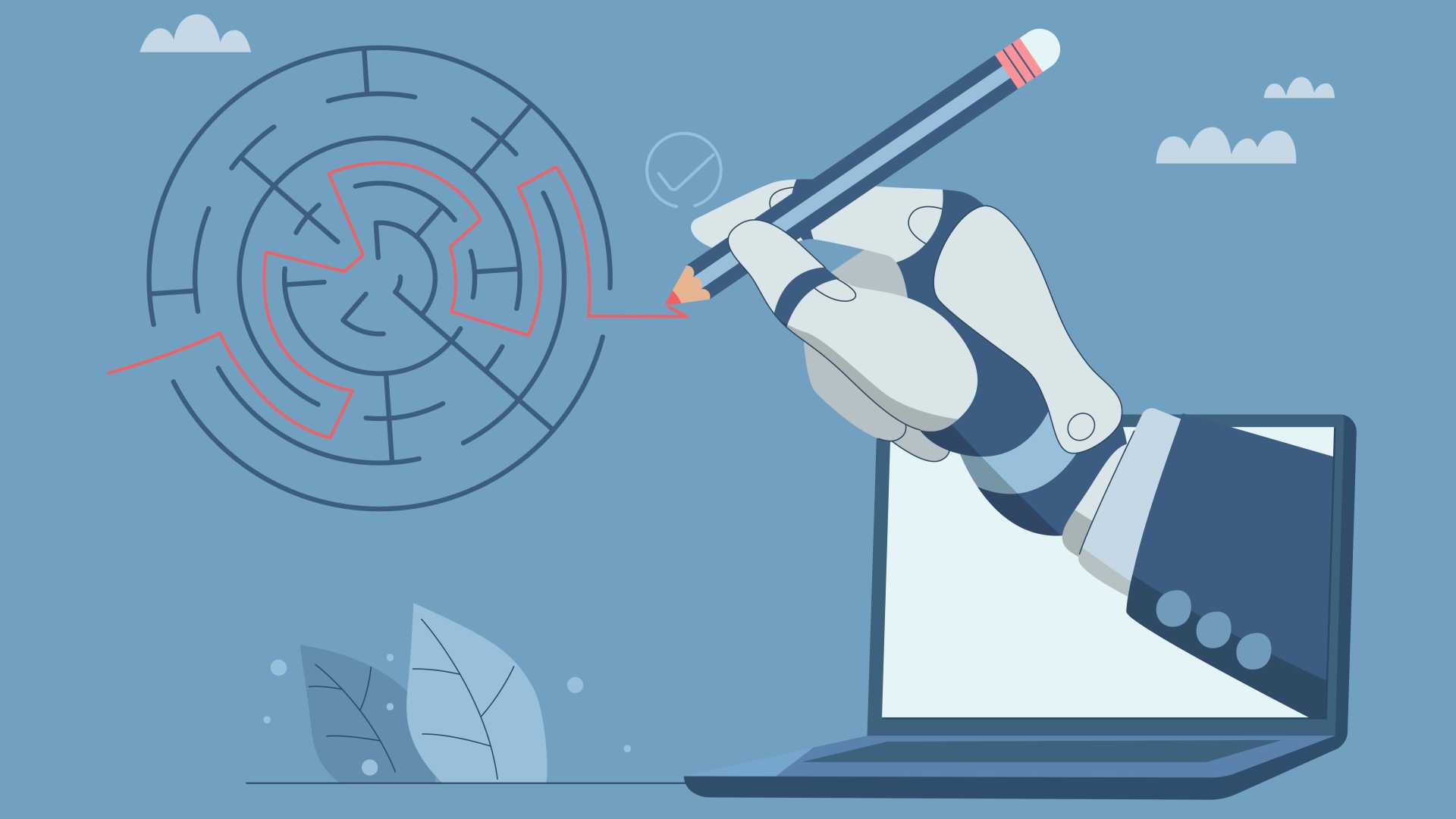 Learning professionals review AI-generated recommendations on a laptop, illustrating responsible AI governance, human oversight and transparent decision-making in workplace learning.