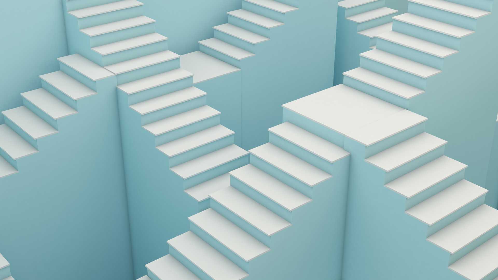 Abstract illustration of interconnected staircases representing progress, development and different paths to growth.