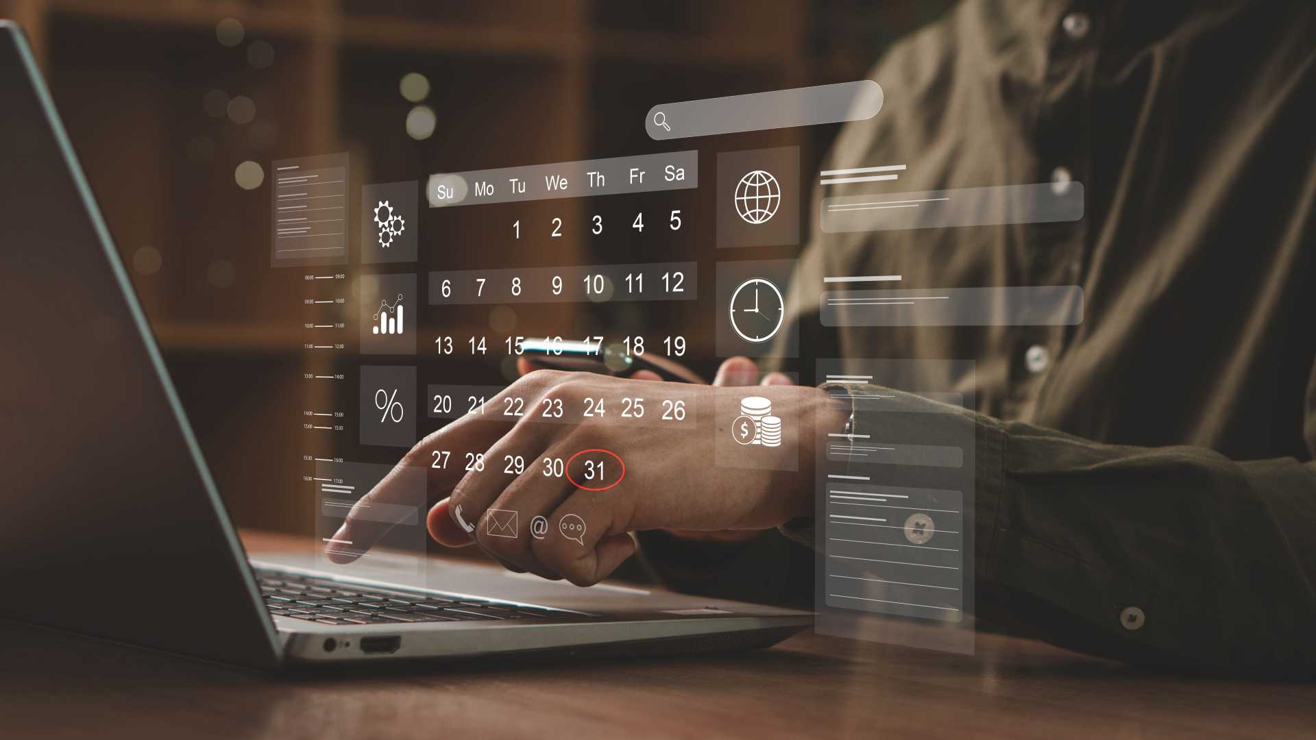 Employee accessing digital tools while working on a laptop, illustrating workflow-centered performance support and guidance available at the moment of need.